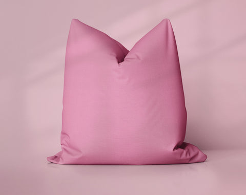 Peony Garden Camellia Rose solid throw pillow cover, medium pink