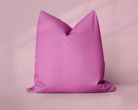 Soda Shoppe Pink Rapture Rose solid throw pillow cover, medium pink