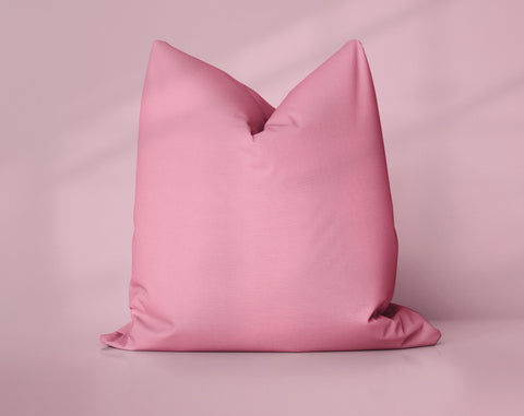 Malt Shop Pink Sea Pink solid throw pillow cover, medium pink