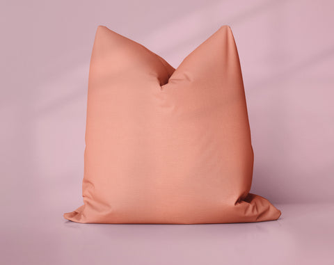 Heirloom Salmon Tawny Orange solid throw pillow cover, medium pink