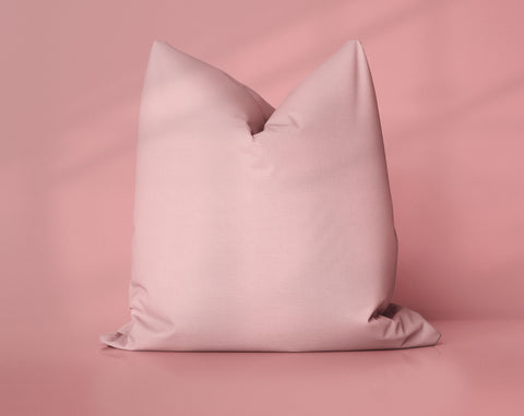 Watermelon Cream Blossom solid throw pillow cover, medium red