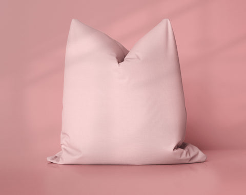 Strawberry Cream Peach Blossom solid throw pillow cover, light red