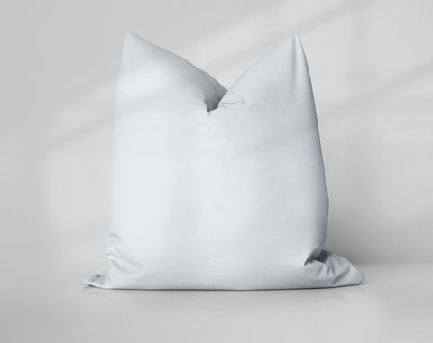 Morning Fog Vapor Blue solid throw pillow cover, light white
