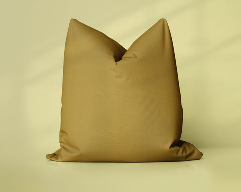 Antique Brass Bronze Brown solid throw pillow cover, medium yellow