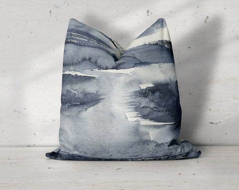 Abstract Slate Blue Brushes Pillow Throw Cover - Cush Potato Pillows