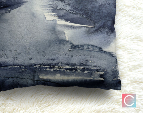 Abstract Slate Blue Brushes Pillow Throw Cover - Cush Potato Pillows