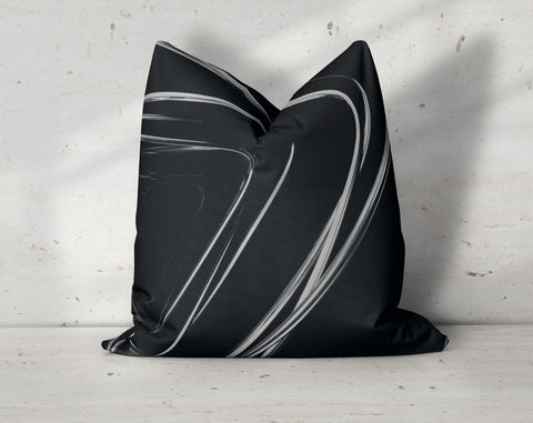 Abstract Tunnels Black Charcoal Decorative Pillow Throw Cover - Cush Potato Pillows