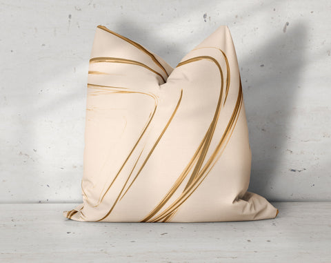 Abstract Tunnels Champagne Cream and Gold Decorative Pillow Throw Cover - Cush Potato Pillows