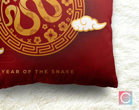 Chinese New Year 2025 Year of the Snake Decorative Pillow Throw Cover - Cush Potato Pillows