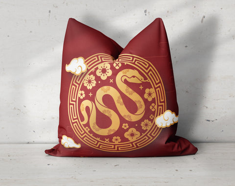 Chinese New Year 2025 Year of the Snake Decorative Pillow Throw Cover - Cush Potato Pillows