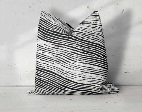 Distorted Waves Black and White Decorative Pillow Throw Cover - Cush Potato Pillows