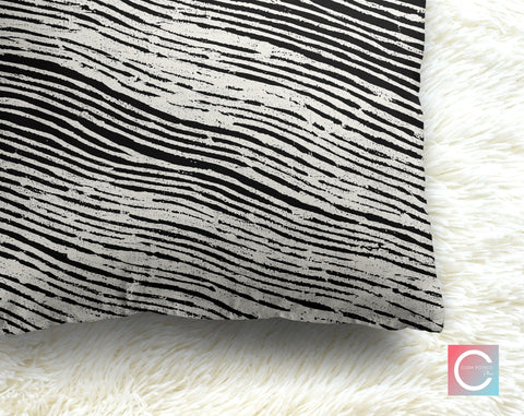 Distorted Waves Black and White Decorative Pillow Throw Cover - Cush Potato Pillows