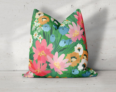 Flower Breeze Summer Green Decorative Pillow Throw Cover - Cush Potato Pillows