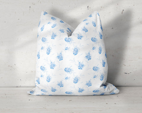 Isabella Roses Country White and Blue Decorative Pillow Throw Cover - Cush Potato Pillows