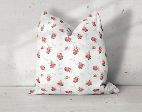 Isabella Roses in Farmhouse White Decorative Pillow Throw Cover - Cush Potato Pillows