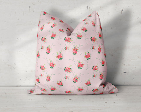 Isabella Roses Strawberry Pink Decorative Pillow Throw Cover - Cush Potato Pillows