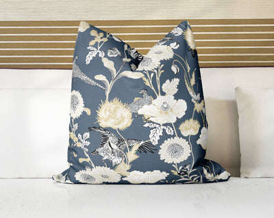 Kazumi Chinoiserie Midnight Gray Decorative Pillow Throw Cover - Cush Potato Pillows