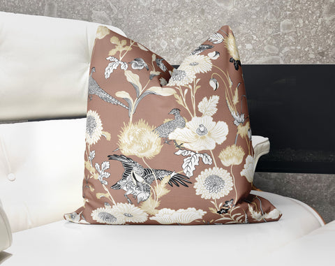 Kazumi Chinoiserie Mocha Mousse (17 - 1230) Decorative Pillow Throw Cover - Cush Potato Pillows