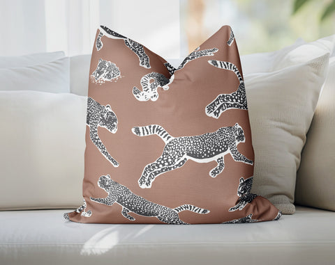 Leaping Leopards Mocha Mousse (17 - 1230) Decorative Pillow Throw Cover - Cush Potato Pillows