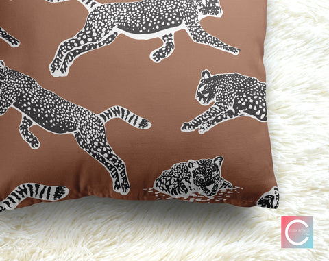 Leaping Leopards Mocha Mousse (17 - 1230) Decorative Pillow Throw Cover - Cush Potato Pillows