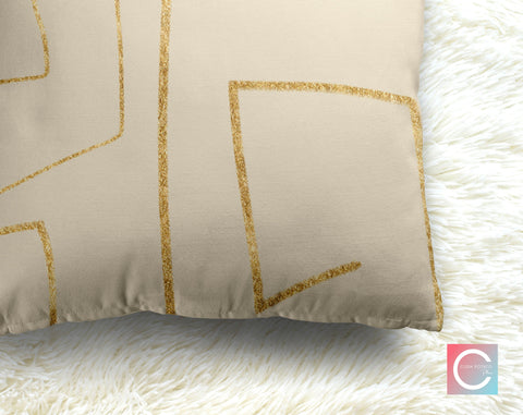 Mazey Loops Gold on Cream Decorative Pillow Throw Cover - Cush Potato Pillows