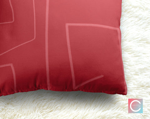 Mazey Loops Raspberry Red Decorative Pillow Throw Cover - Cush Potato Pillows