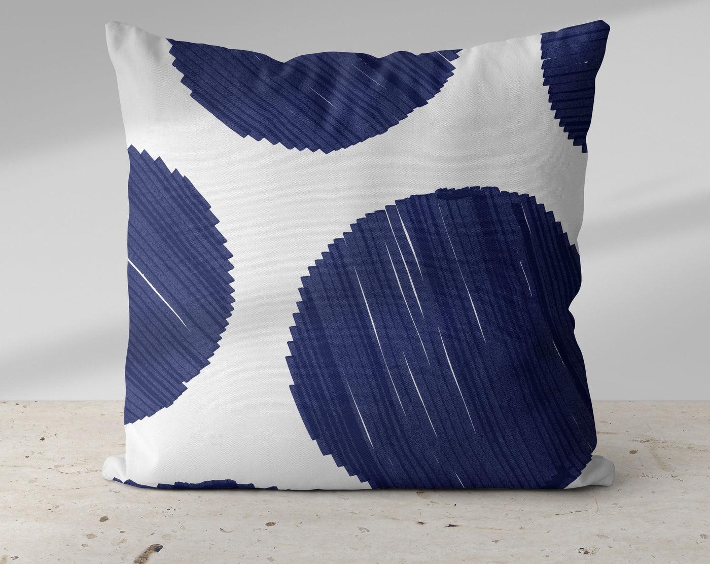 Dark Blue Big Particle Dots Watercolor Pillow Throw Cover