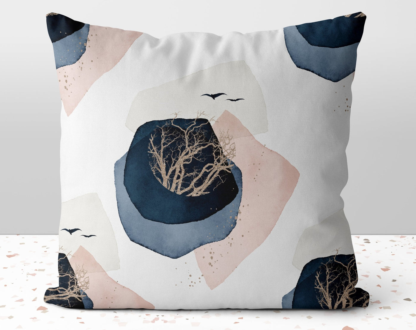 Abstract Birds and Branches Pillow Throw Cover with Insert - Cush Potato Pillows