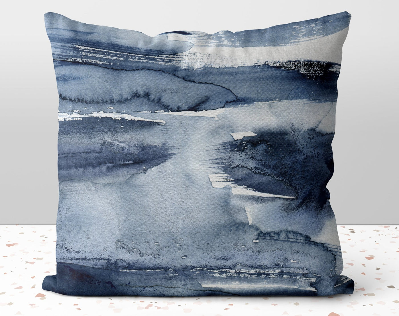 Abstract Blue Brushes Pillow Throw Cover with Insert - Cush Potato Pillows