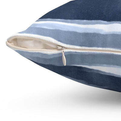 Abstract Bluey Blue Gray Water Brush Strokes Square Pillow with Cover Throw with Insert - Cush Potato Pillows