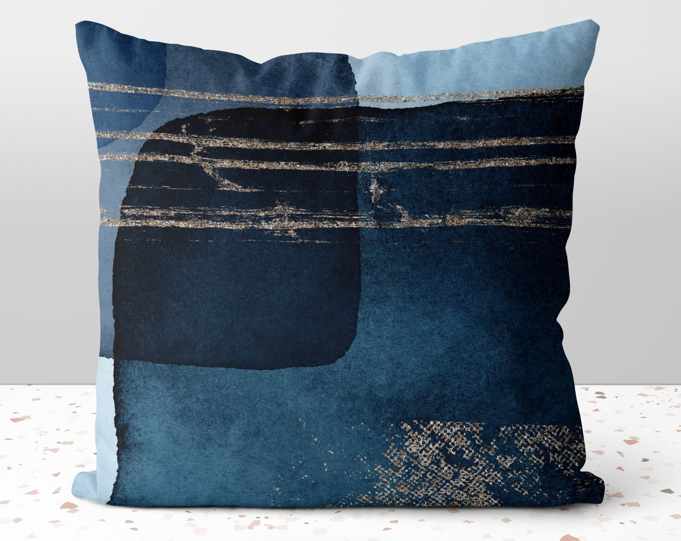 Abstract Bold Blues Pillow Throw Cover with Insert - Cush Potato Pillows