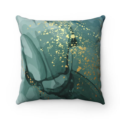 Abstract Emerald Green with Gold Printed Accents Pillow Throw Cover with Insert - Cush Potato Pillows