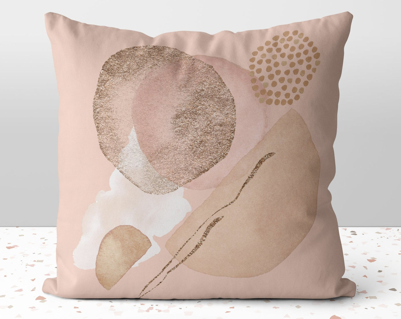 Abstract Glam All Pink Square Pillow with Dotted Accents with Cover Throw with Insert - Cush Potato Pillows