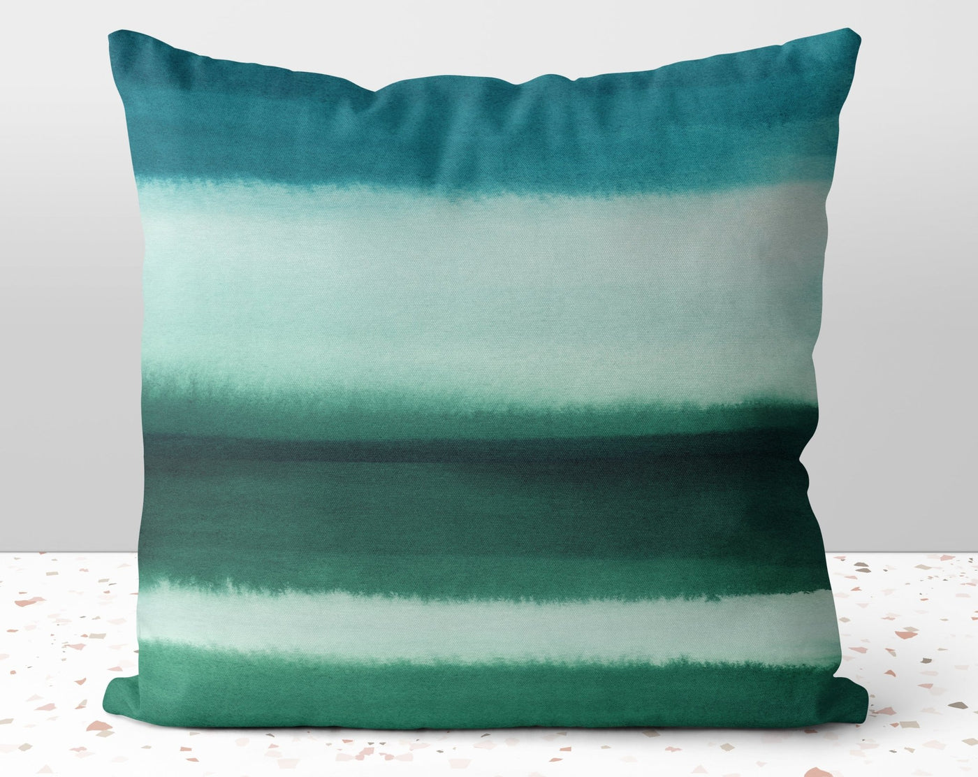 Abstract Green Ocean Landscape Stripes Square Pillow with Cover Throw with Insert - Cush Potato Pillows