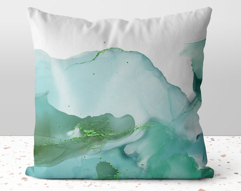 Abstract Ocean Waves Emerald Green Pillow Throw Cover with Insert - Cush Potato Pillows