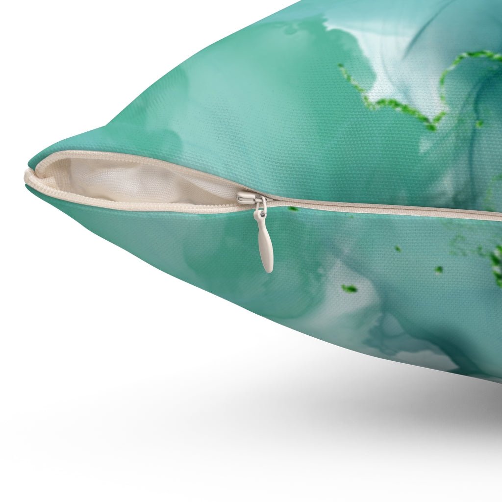 Abstract Ocean Waves Emerald Green Pillow Throw Cover with Insert - Cush Potato Pillows