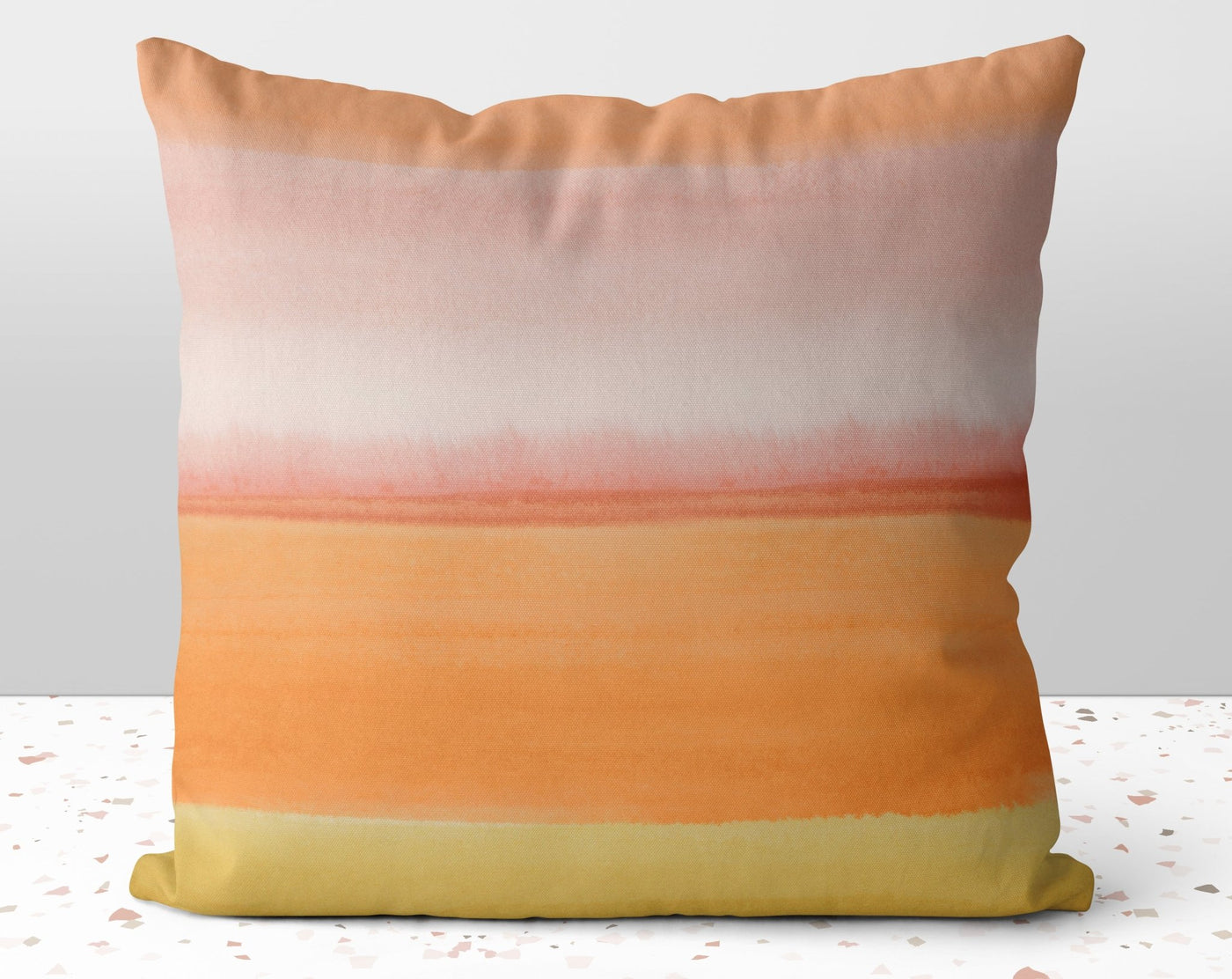 Abstract Orange Sunrise Horizon Stripes Pillow Throw Cover with Insert - Cush Potato Pillows