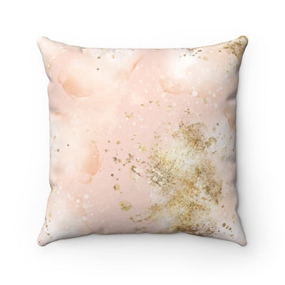 Abstract Pink + Gold Printed Accents Pillow Throw Cover with Insert - Cush Potato Pillows