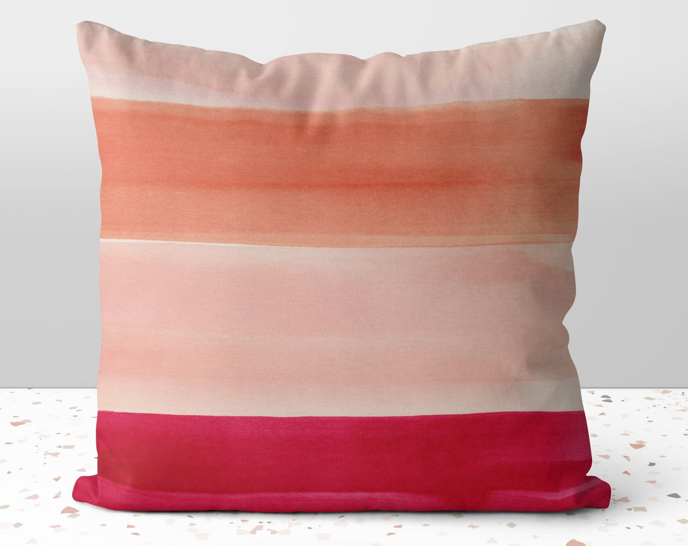 Abstract Pink Red Sunrise Sunset Stripes Pillow Throw Cover with Insert - Cush Potato Pillows