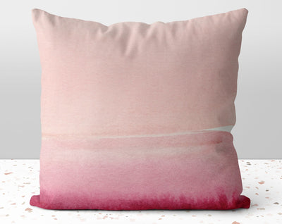 Abstract Pink Strawberry Sunset Horizon Stripes Pillow Throw Cover with Insert - Cush Potato Pillows