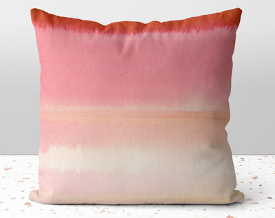 Abstract Pink Sunset Lake Stripes Pillow Throw Cover with Insert - Cush Potato Pillows