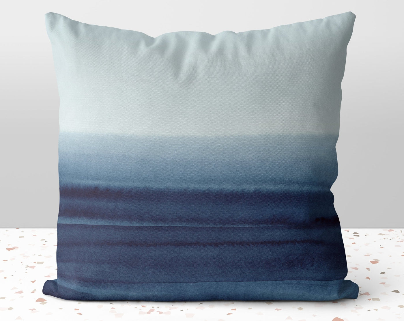 Abstract Royal Blue Ocean Landscape Stripes Square Pillow with Cover Throw with Insert - Cush Potato Pillows