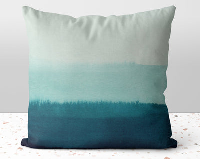 Abstract Turquoise Horizon Landscape Stripes Pillow Throw Cover with Insert - Cush Potato Pillows