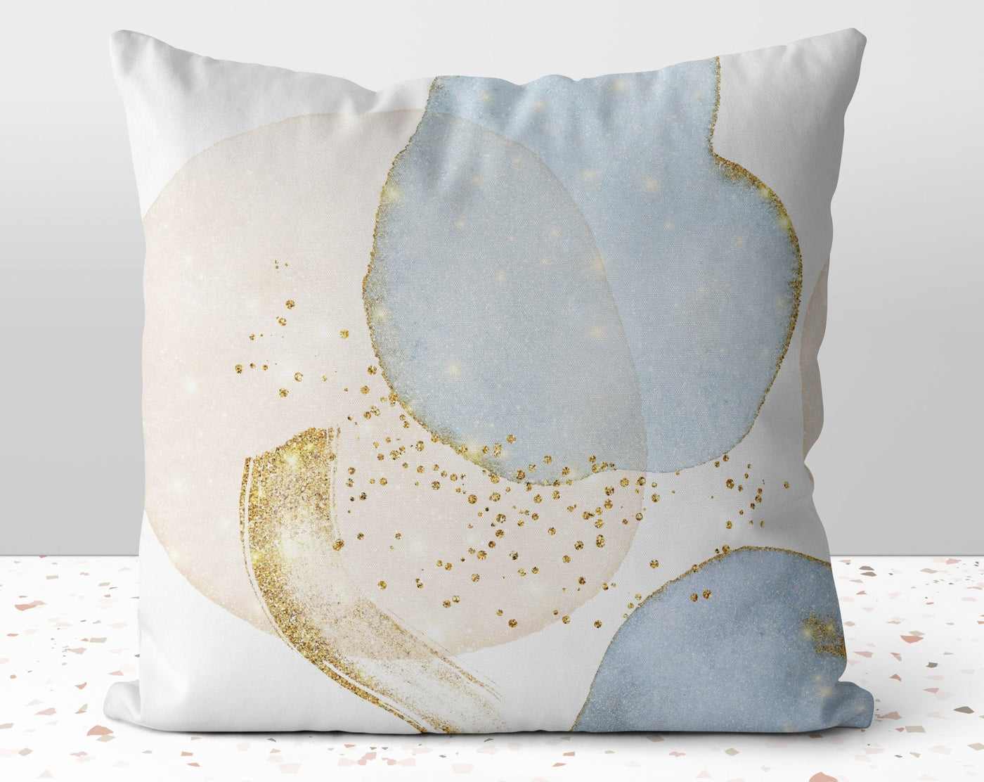 Blissful Abstract Vanilla Blue Pillow Throw Cover with Insert - Cush Potato Pillows