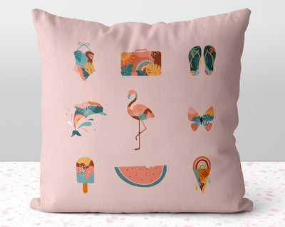 Boho Summer Pink Pillow Throw Cover with Insert - Cush Potato Pillows
