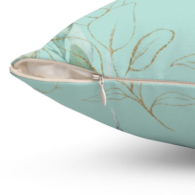 Calm Eucalyptus Leaves on Green Mint Pillow Throw Cover