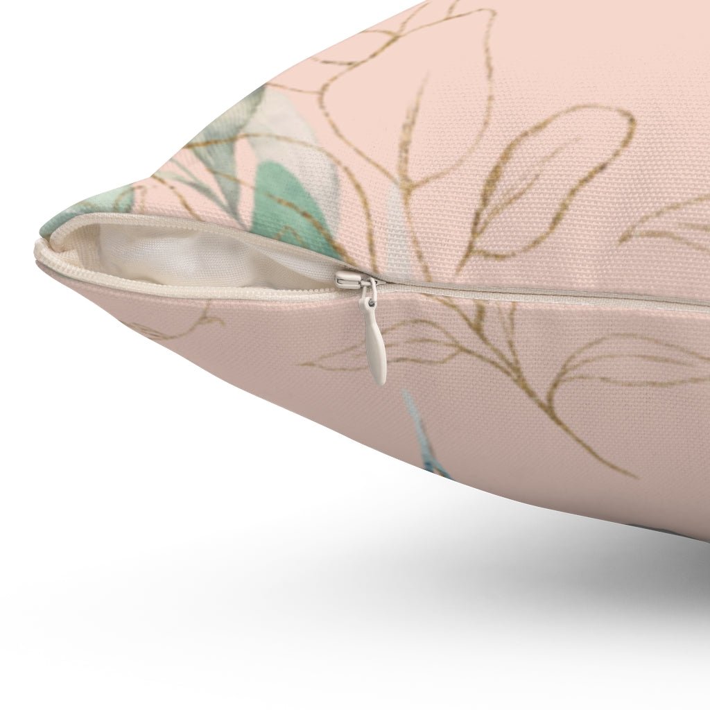 Calm Eucalyptus Leaves on Pink Blush Pillow Throw Cover