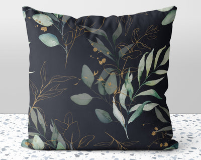 Calm Eucalyptus Leaves on Statement Gray Pillow Throw Cover with Insert - Cush Potato Pillows