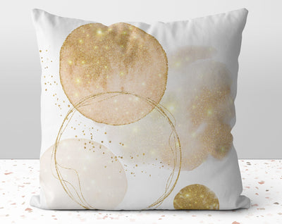 Celestial Glam Circles with Gold Printed Accents Pillow Throw Cover with Insert - Cush Potato Pillows