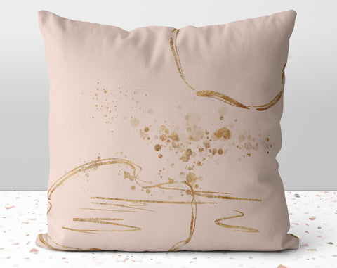 Chic Champagne with Gold Printed Accents Pillow Throw Cover with Insert - Cush Potato Pillows